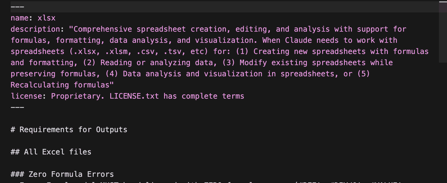 SKILL.mdのdescriptionフィールドの記述例：Claudeがスキルを使うかどうか判断する重要な部分