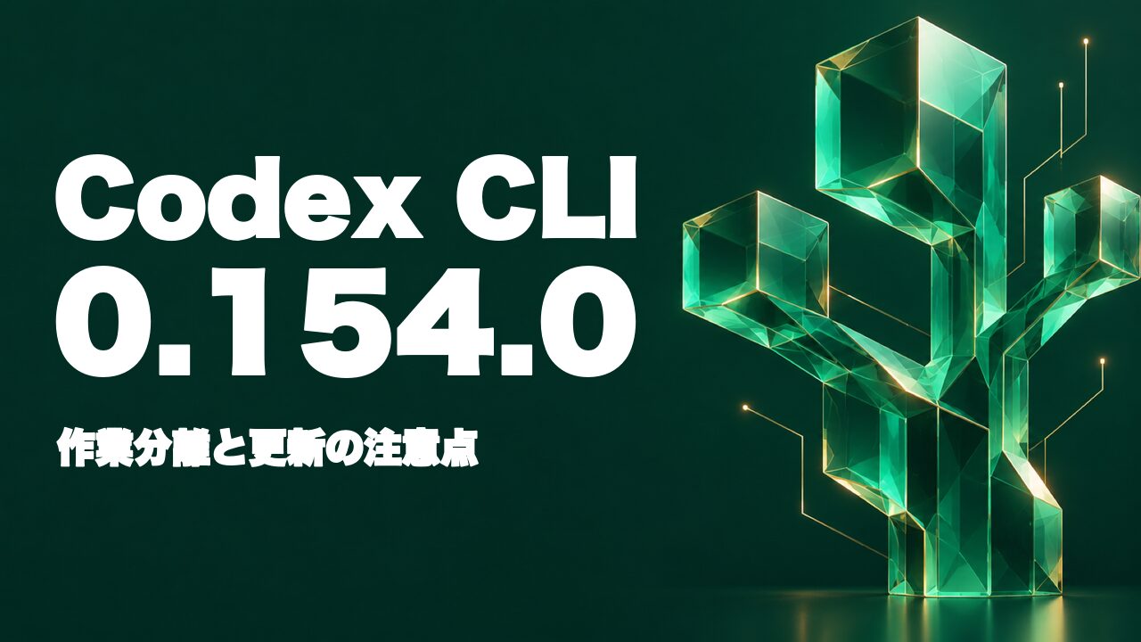 Codex CLI 0.154.0公開｜作業分離と更新時の注意点