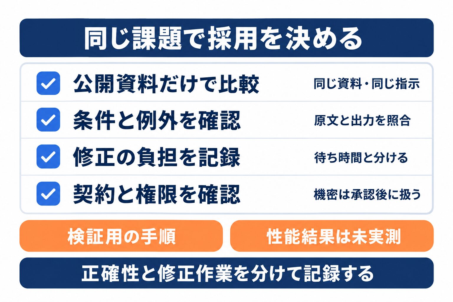ClaudeとGeminiの選定時に同じ公開資料で正確性と修正作業を記録するチェックリスト