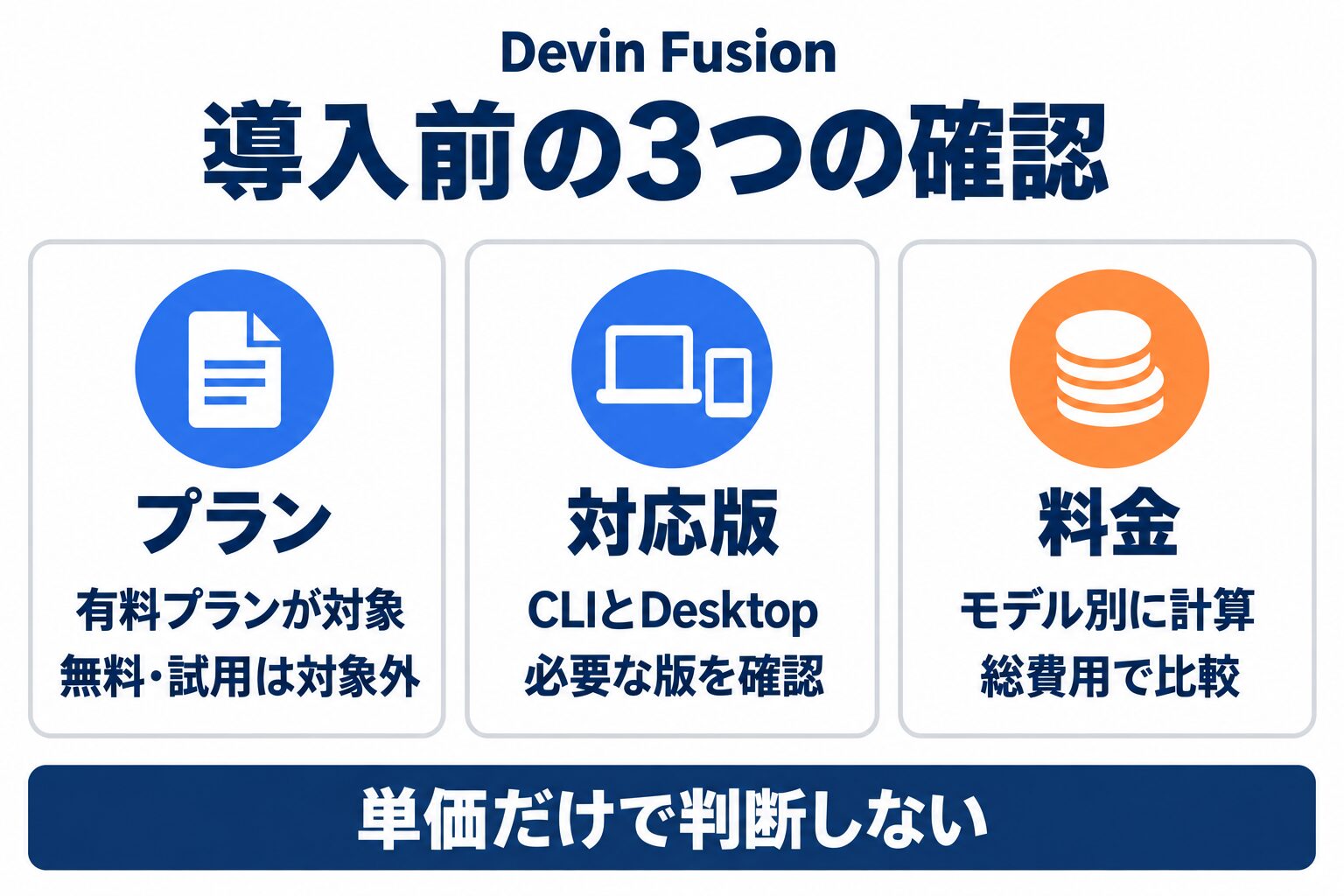 Devin Fusionを試す前に確認する有料プランと対応版とモデル別料金の3項目
