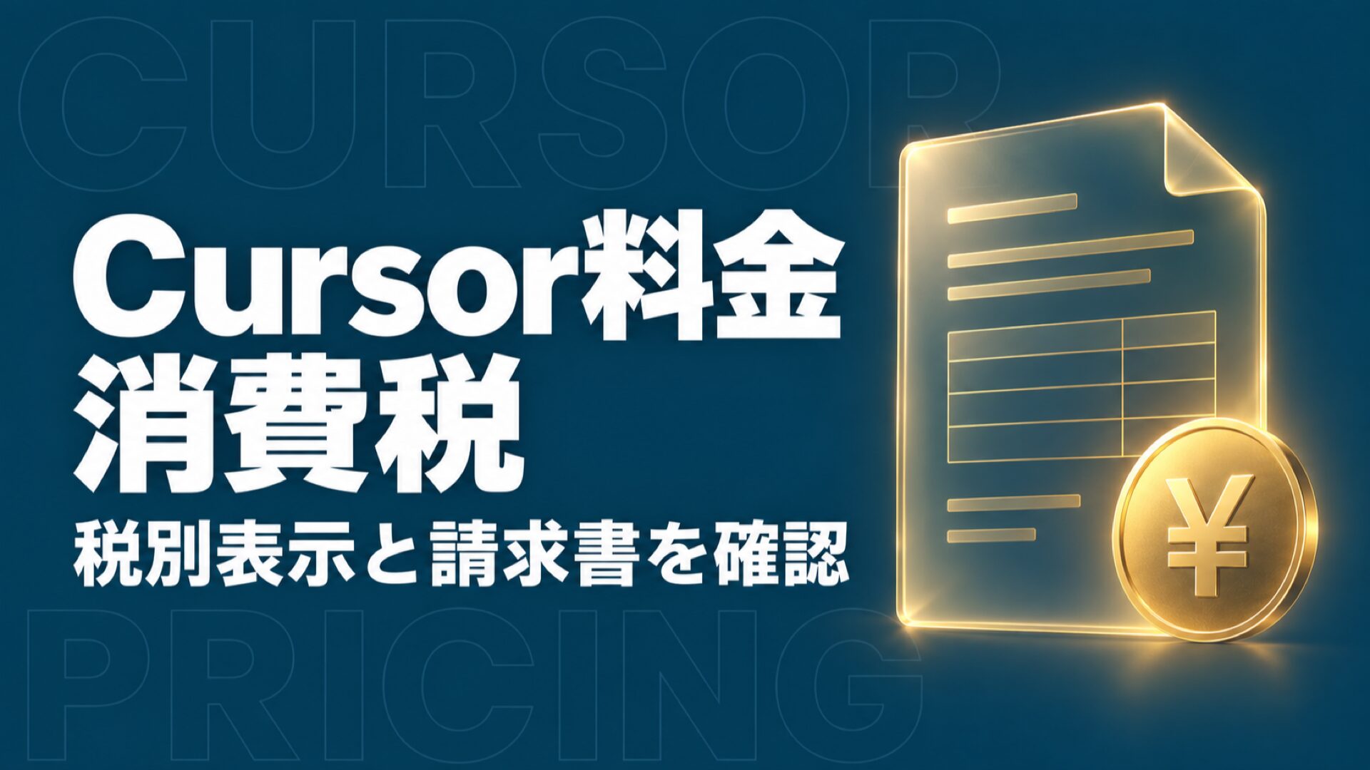 Cursor料金と消費税｜税別表示・請求書・全プラン比較